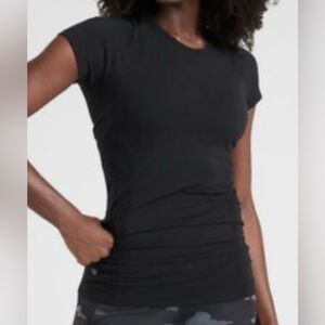 Athleta Black Short Sleeve Tee with shirred side detail